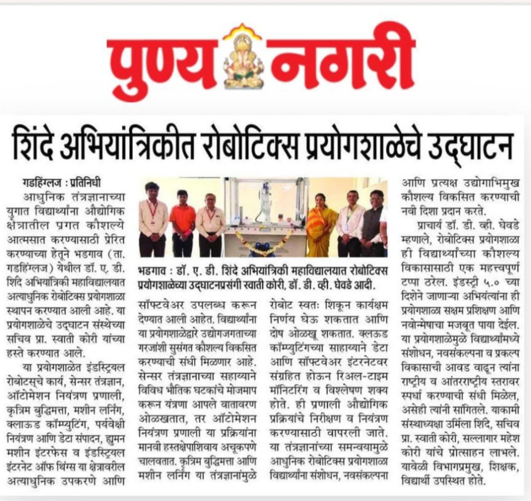 Inauguration of the New Robotics Lab at Dr. A. D. Shinde College of Engineering.