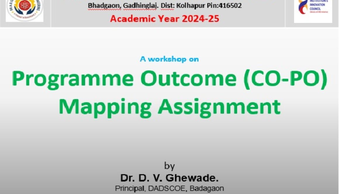 Workshop on Course Outcome – Programme Outcome (CO-PO) Mapping Assignment